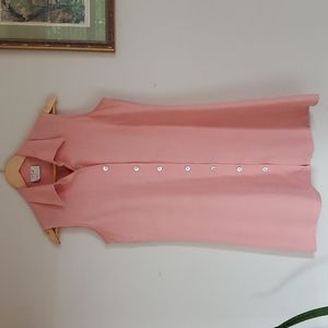 Vintage 90s Pink Linen Collar Dress